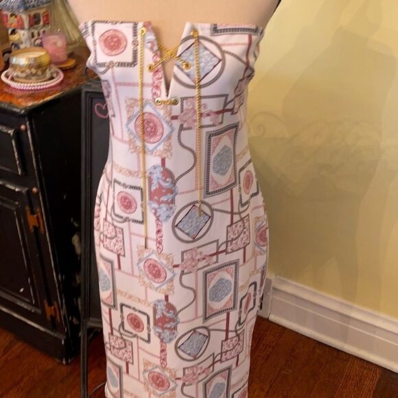 *OOH LA LA* GUESS XL French Chic Chain Print Dress - Picture 3 of 11